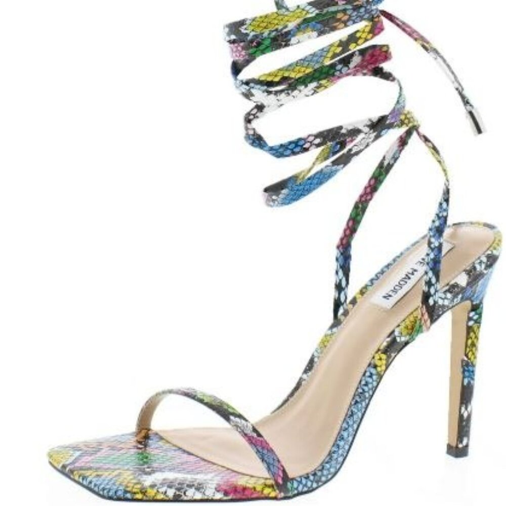 Steve Madden Uplift Multi Color Faux Python Stiletto Sandal Size Misses 8